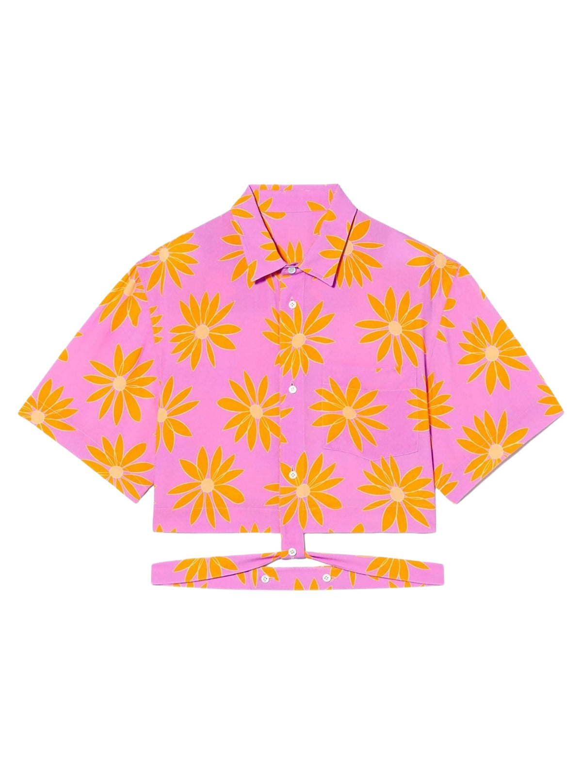 90€ / 0 sold //4 QTY / ST0%   Chemise courte à fleurs - Orange Pink Flowers