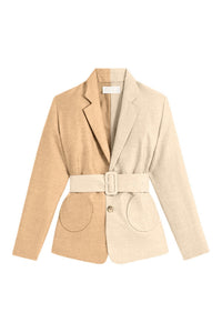 BEIGE & SAND HENRY JACKET BICOLOR FRONT Blazer ceinturé