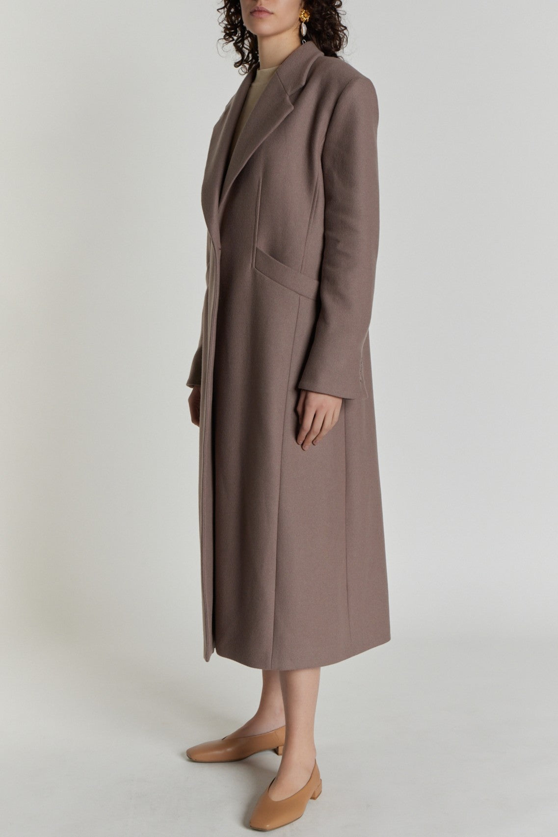 TAUPE  BARBARA COAT Manteau en laine oversize