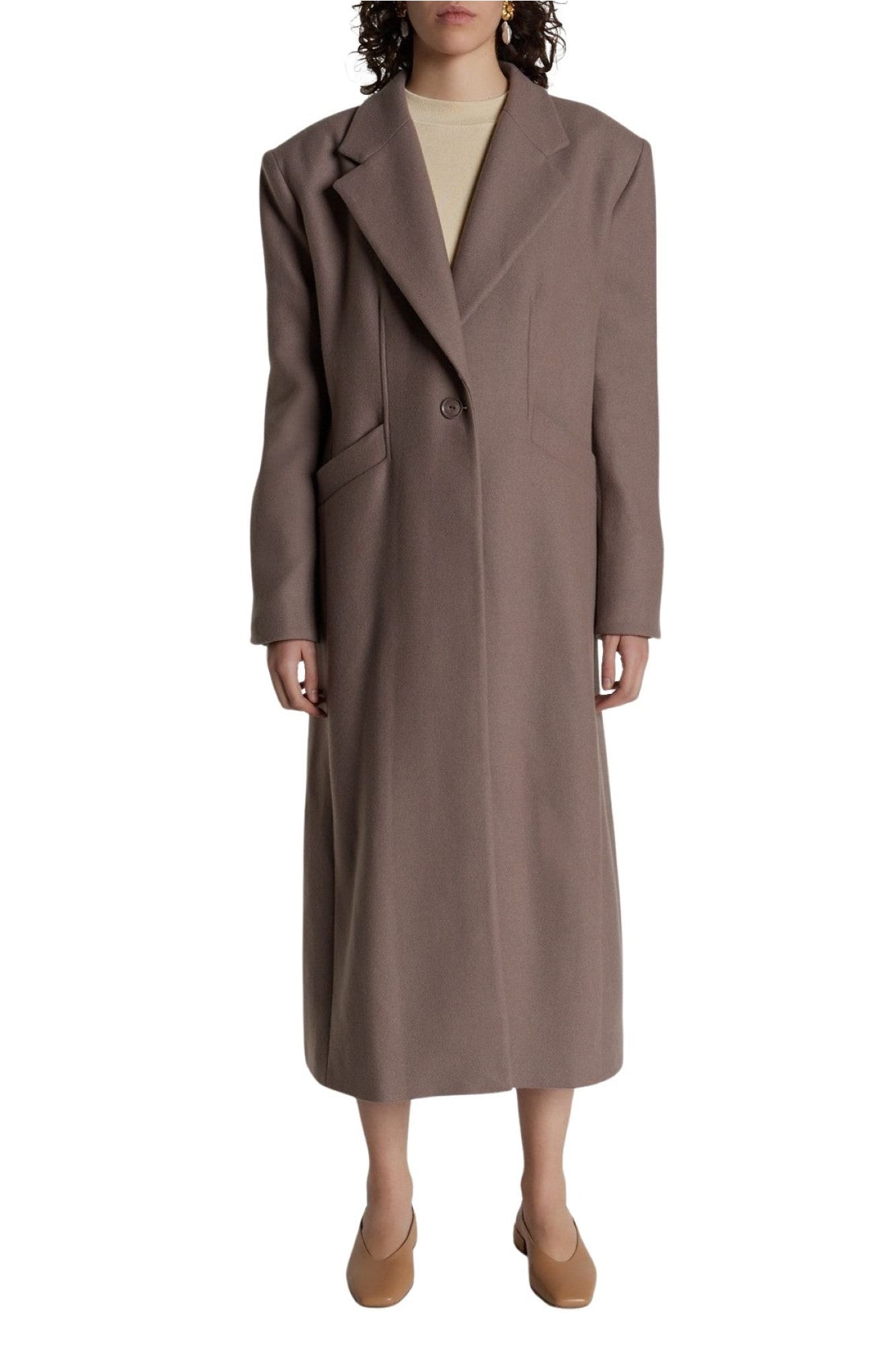 TAUPE  BARBARA COAT Manteau en laine oversize
