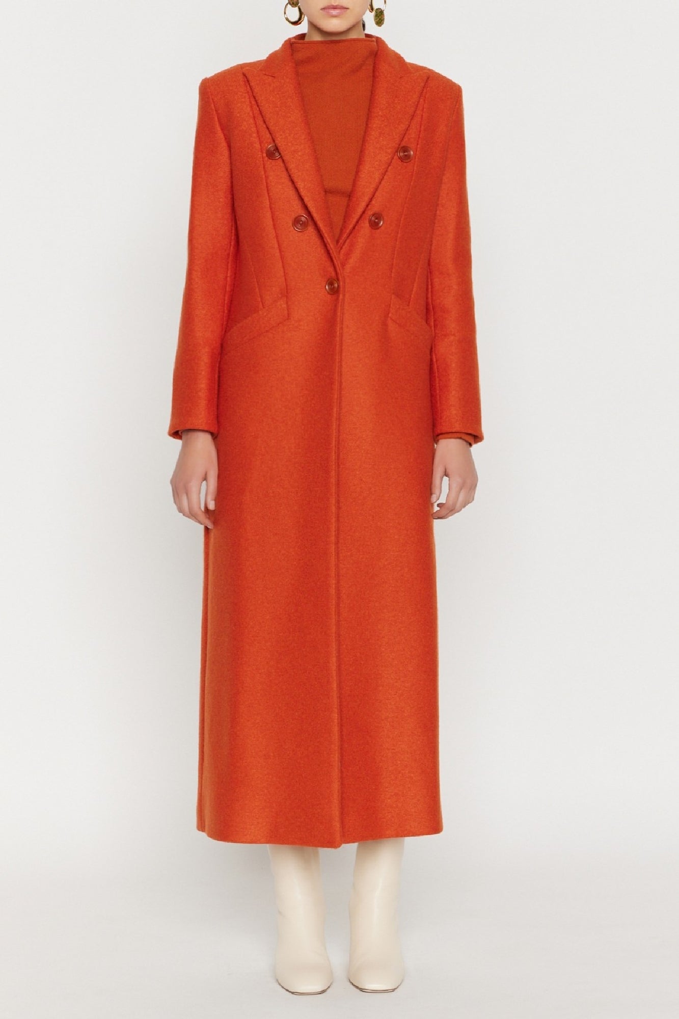 ORANGE BARBARA COAT Manteau en laine oversize