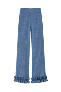 DENIM BLUE HILARY PANTS pantalon à bordure à volants