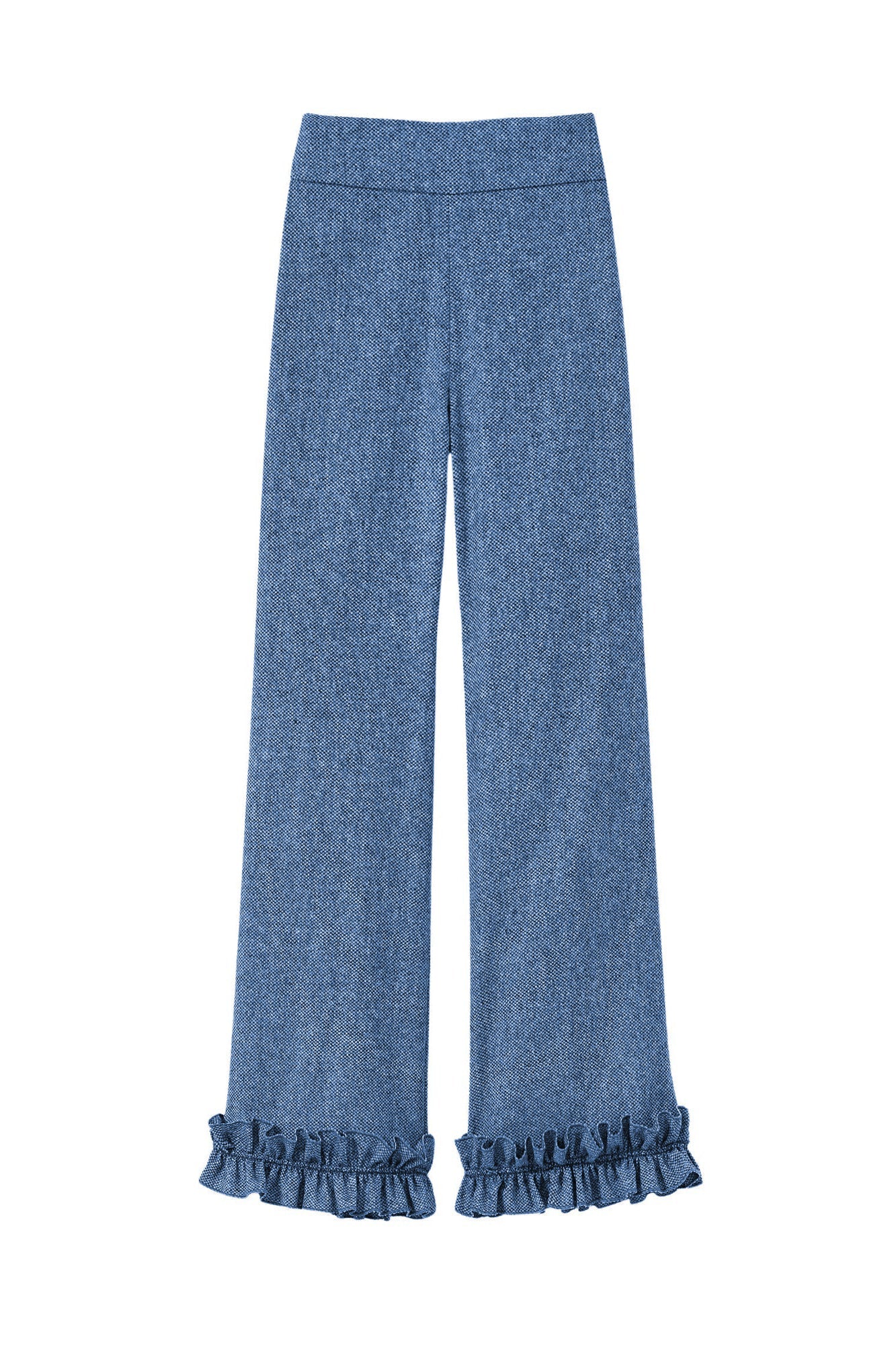 DENIM BLUE HILARY PANTS pantalon à bordure à volants