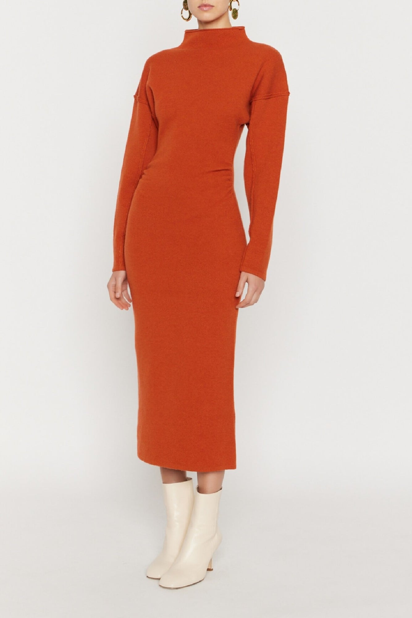 RUST JADÉ DRESS Robe midi en laine