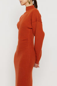 RUST JADÉ DRESS Robe midi en laine