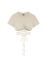 55€ / 1 sold //17 QTY / ST6%   T-shirt court Baci à lacets - Light Khaki