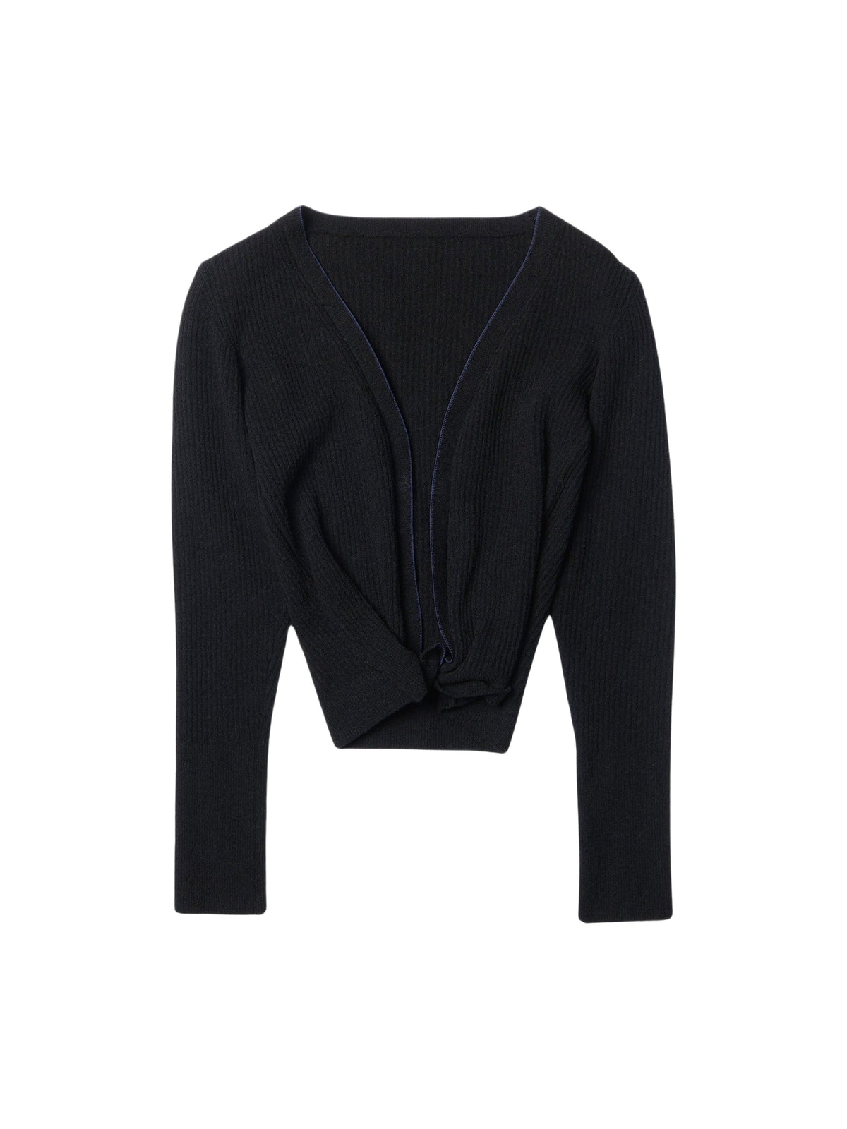90€ / 3 sold //100 QTY / ST3%   Pull décolleté et torsadé à liseré - Black