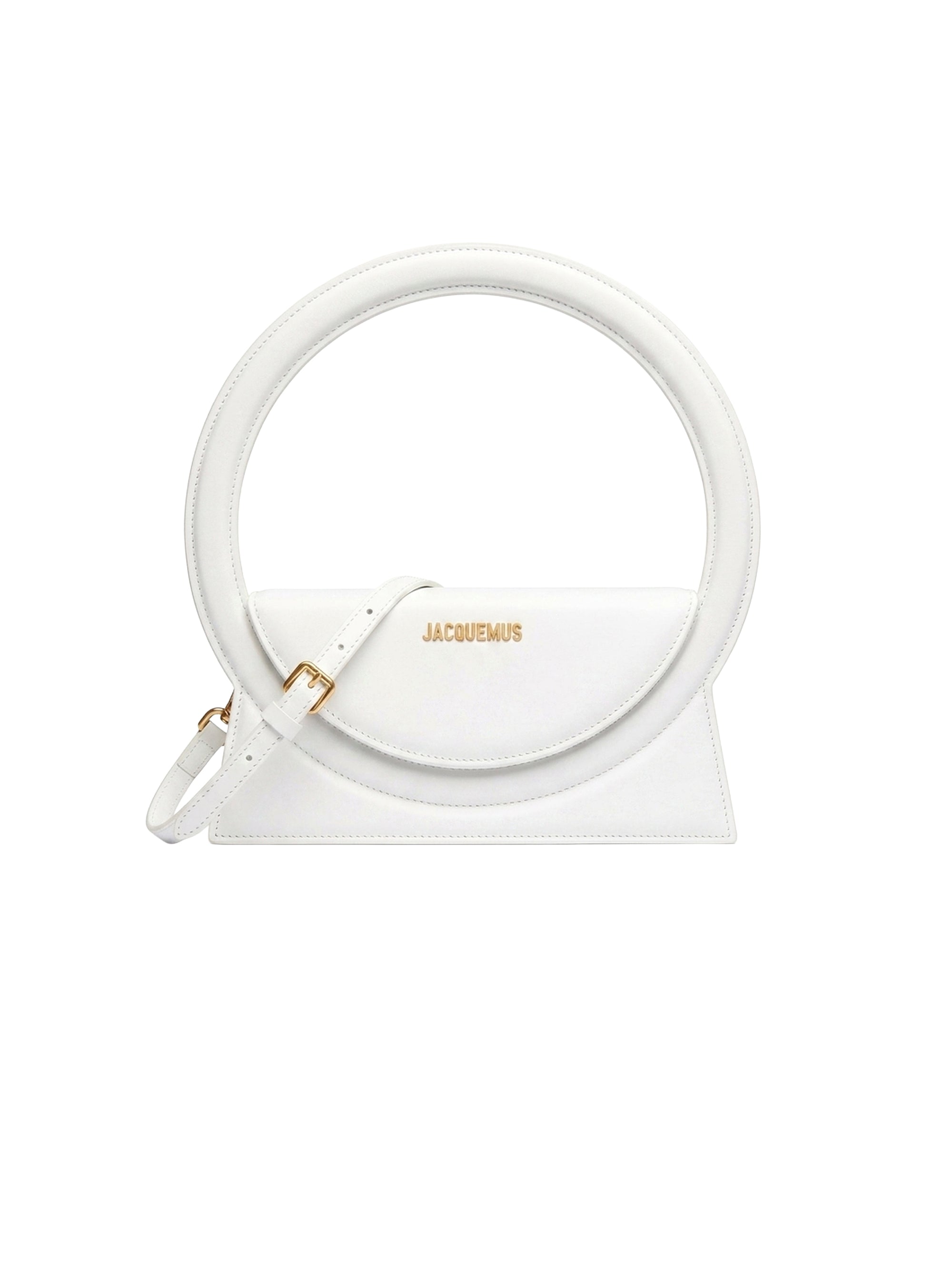 Sac Rond à bandoulière à logo en cuir - White