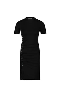 Robe courte drapée à pressions - Black