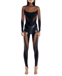 BLACK // Glossy sheer spiral legging