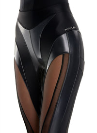 BLACK // Glossy sheer spiral legging