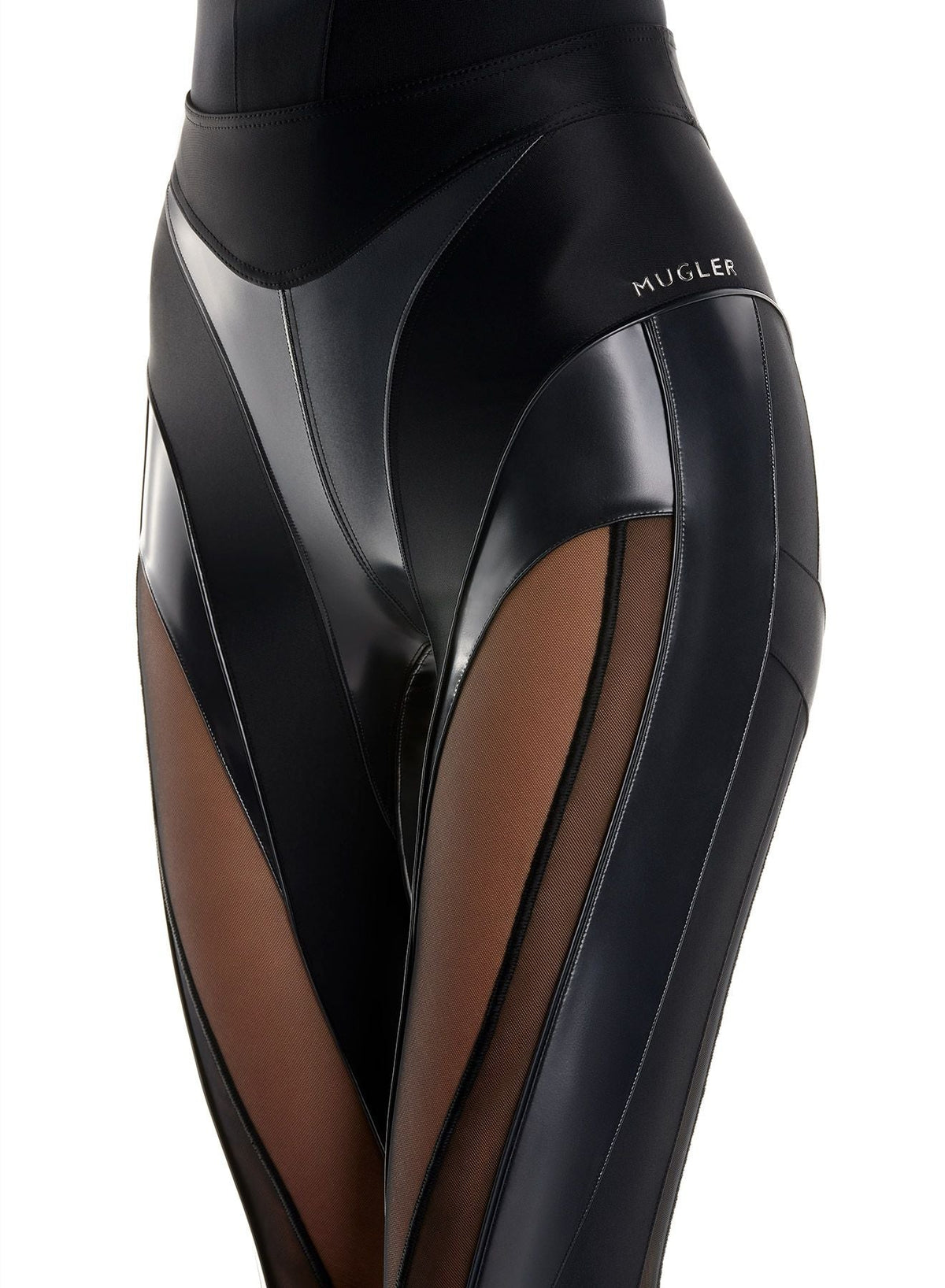 BLACK // Glossy sheer spiral legging