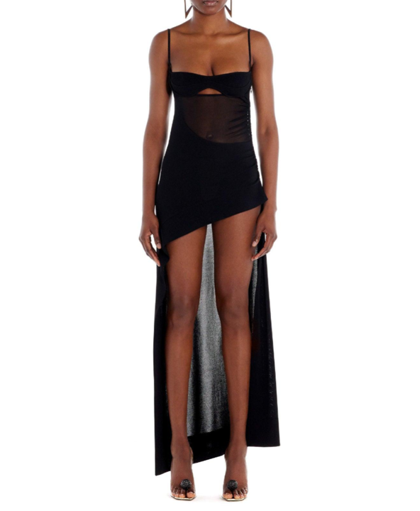Robe asymétrique en maille - Black