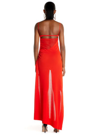 RED // Asymmetrical knitted dress