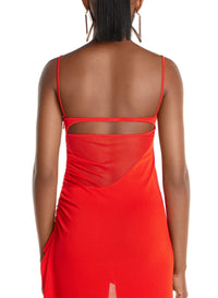 RED // Asymmetrical knitted dress