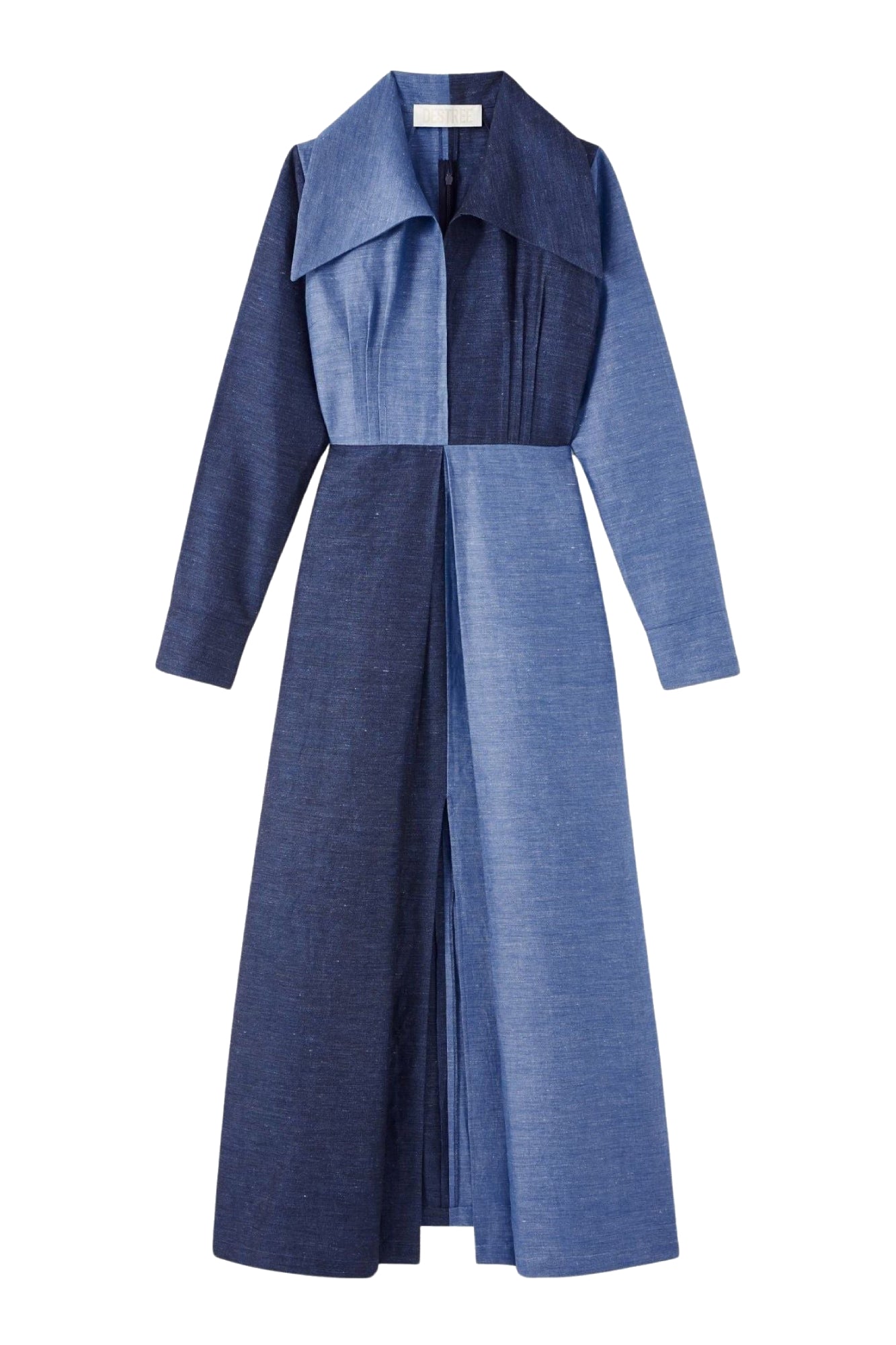 DENIM URS DRESS STRIPES robe longue rayée avec col