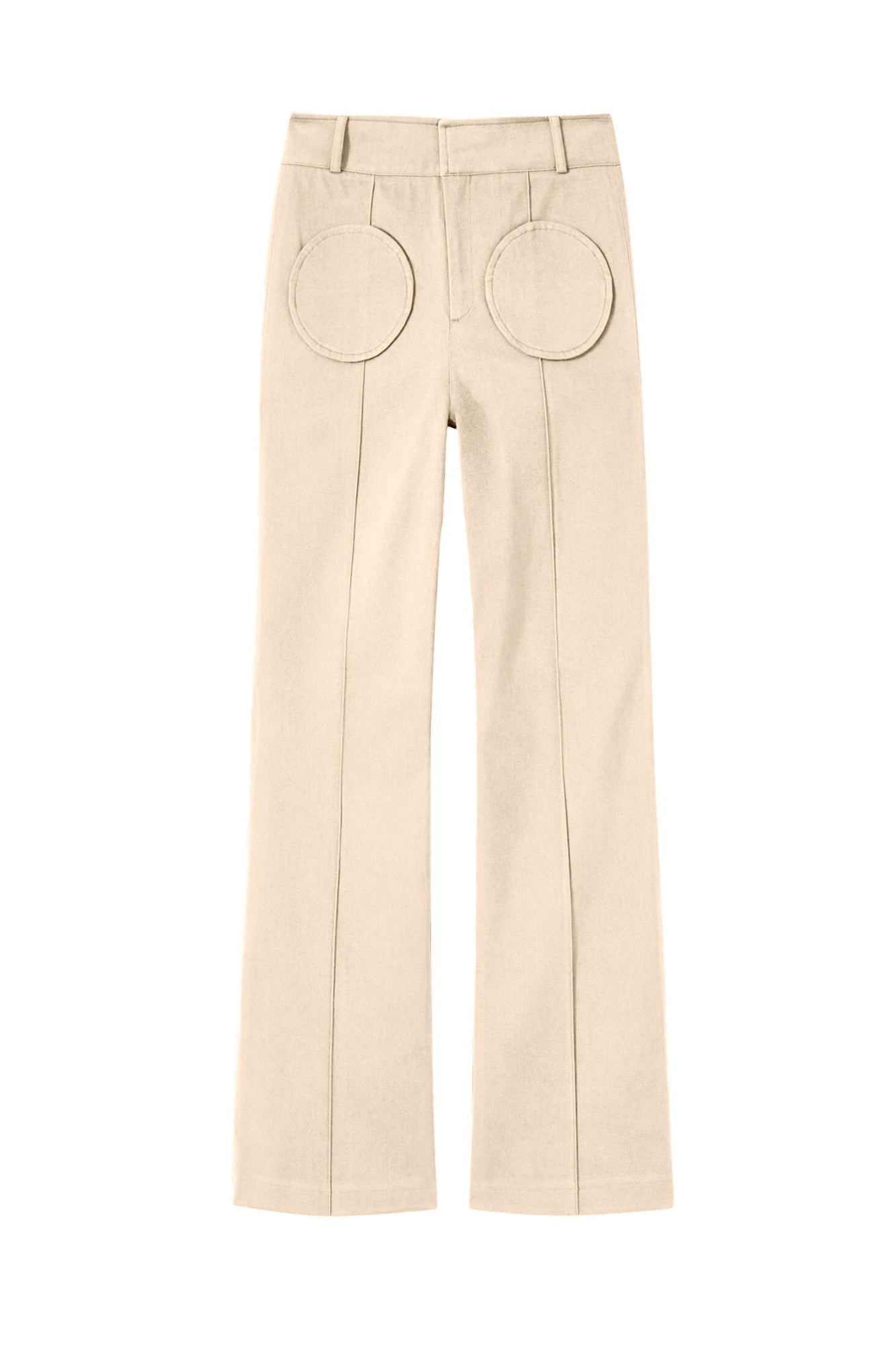 BEIGE YOSHI PANTS POCKETS pantalon évasé avec détails de poches