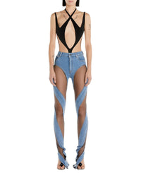 MEDIUM BLUE / NUDE 01 // Spiral mesh denim
