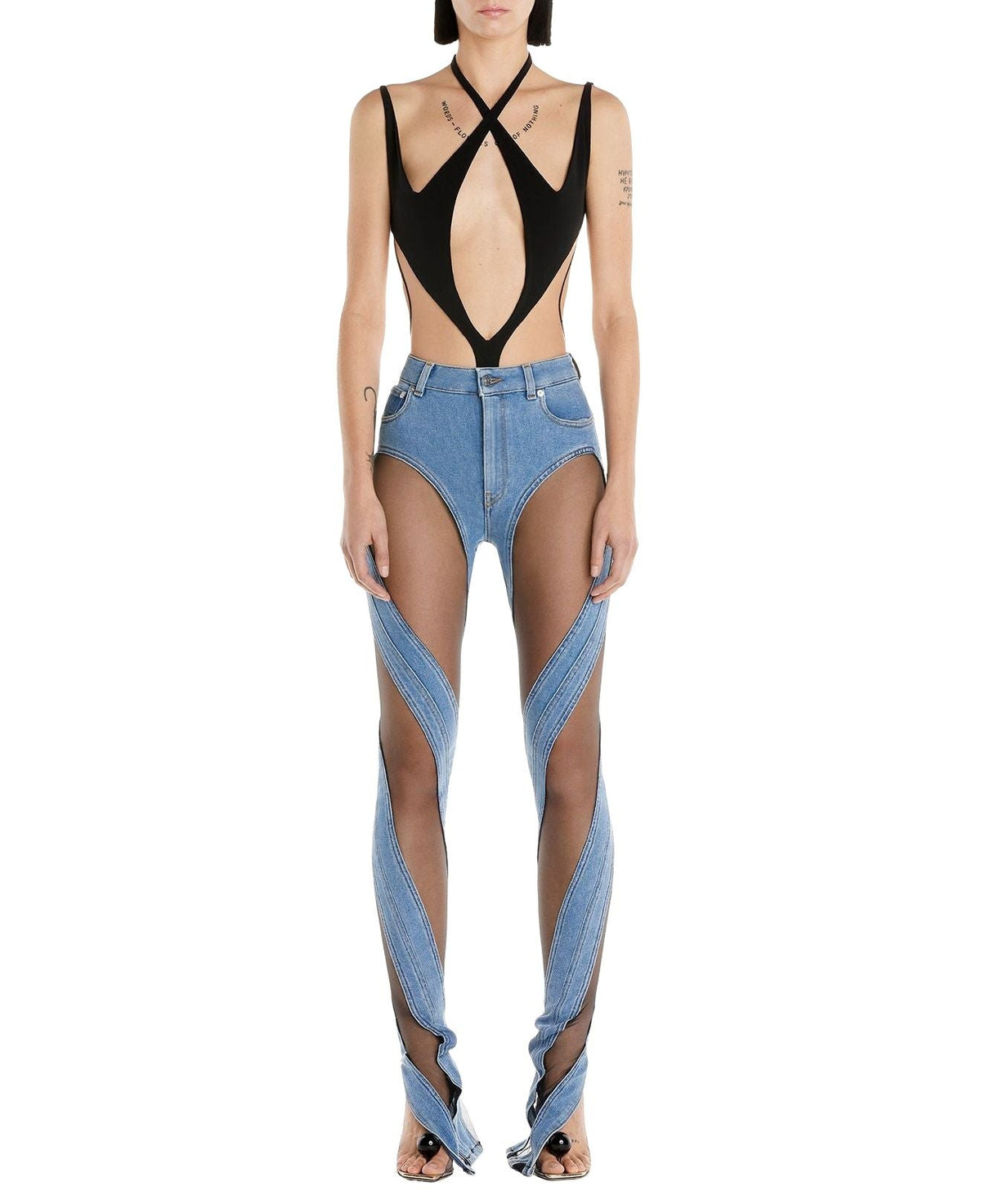 MEDIUM BLUE / NUDE 01 // Spiral mesh denim