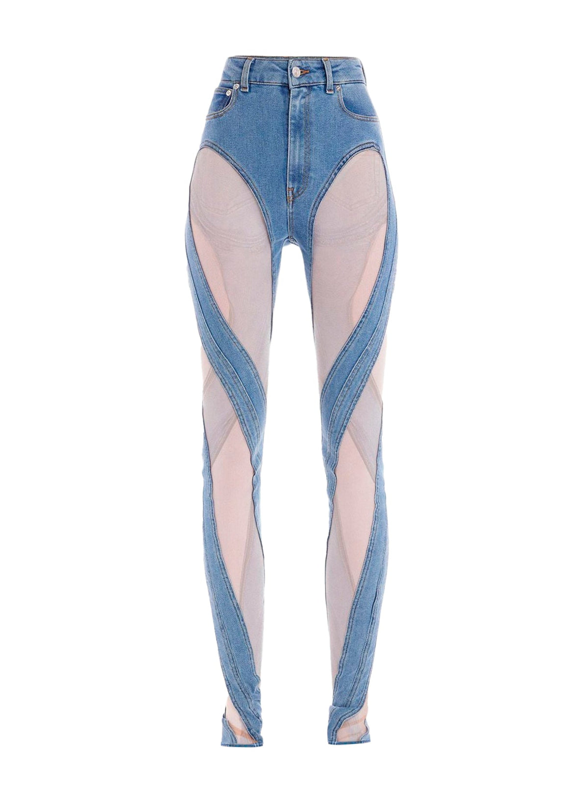 MEDIUM BLUE / NUDE 01 // Spiral mesh denim