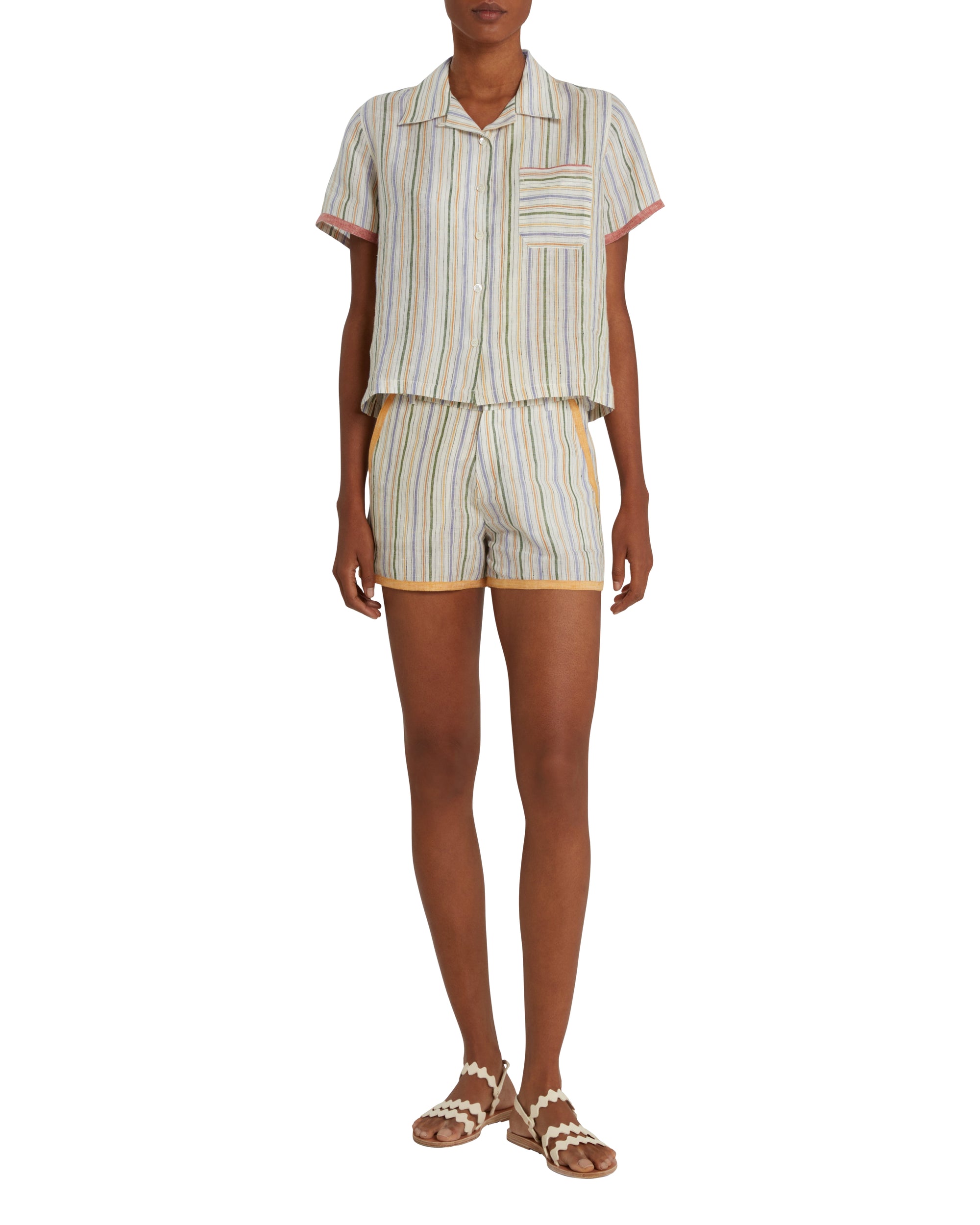 Short à rayures - Yellow & Green