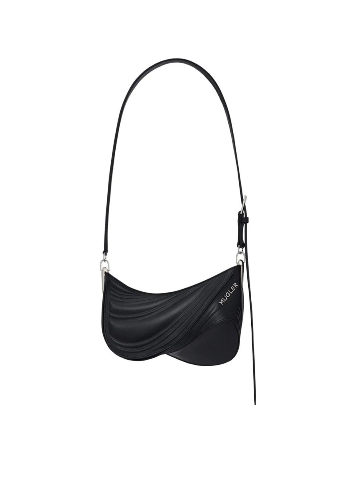 Petit sac Spiral Curve 01 en cuir embossé - Black
