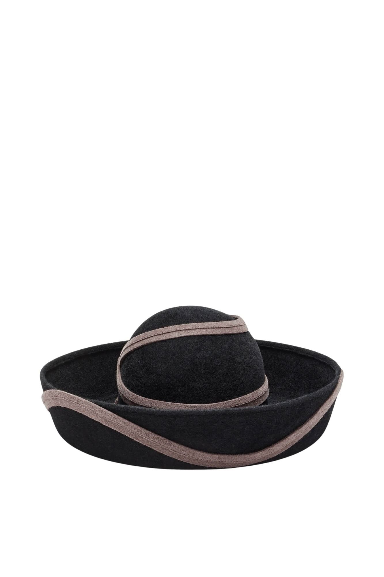 BLACK & TAUPE SIGMAR FELT chapeau en feutre avec détail de vague