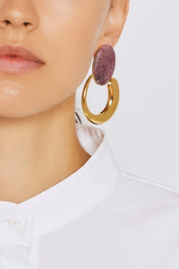 DUSTY ROSE SONIA MOON PIERCING Boucles d'oreilles asymétriques en pierre