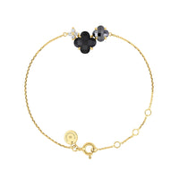Bracelet Bouquet en or jaune & Onyx et Hematite - Noir & Métal Argenté