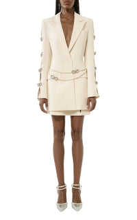 Short slit skirt in wool - White