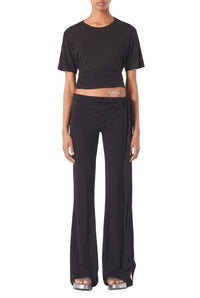 Pantalon évasé avec logo brodé - Black