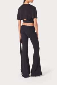 Pantalon évasé avec logo brodé - Black
