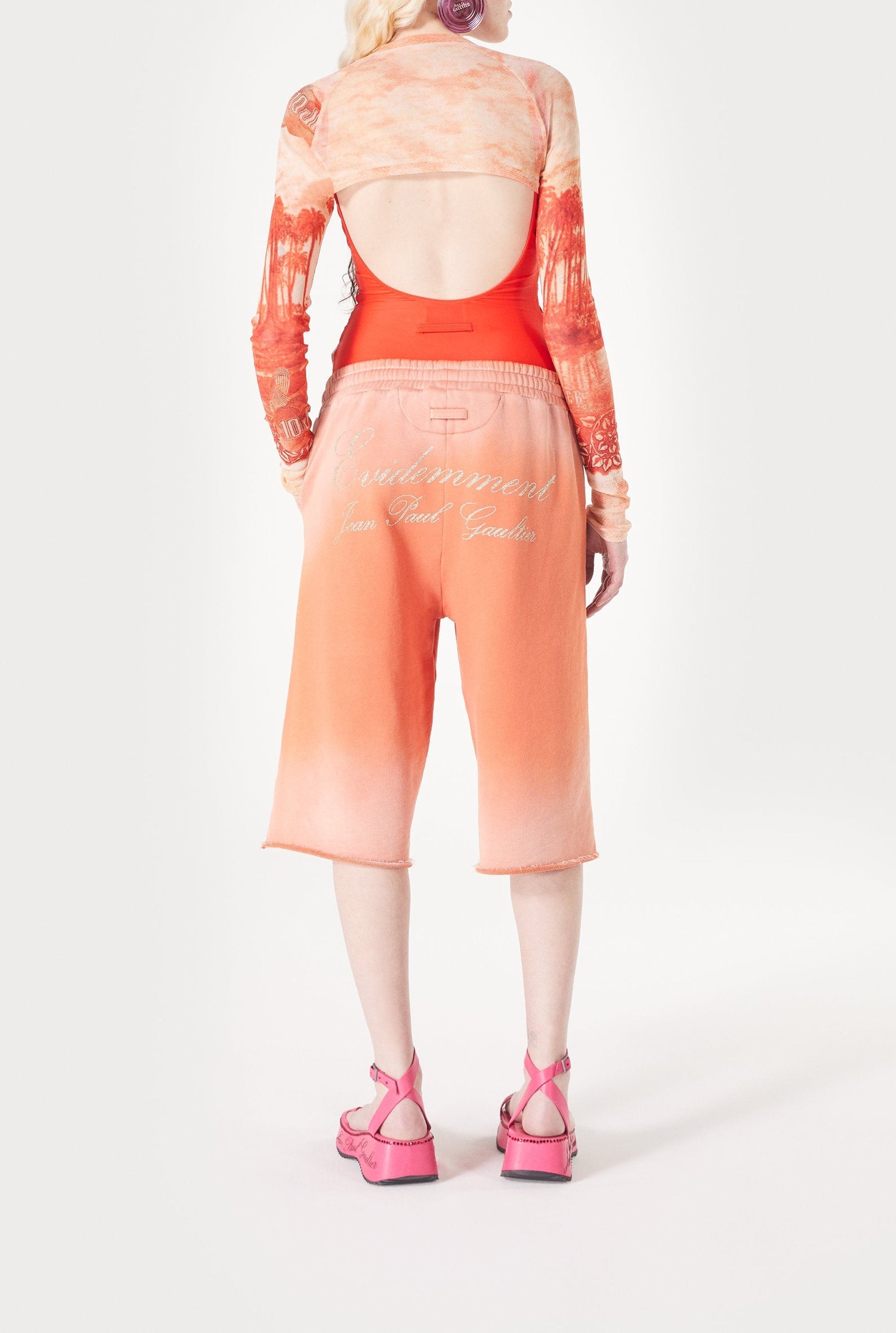 Boléro imprimé en tulle - Ecru & Red