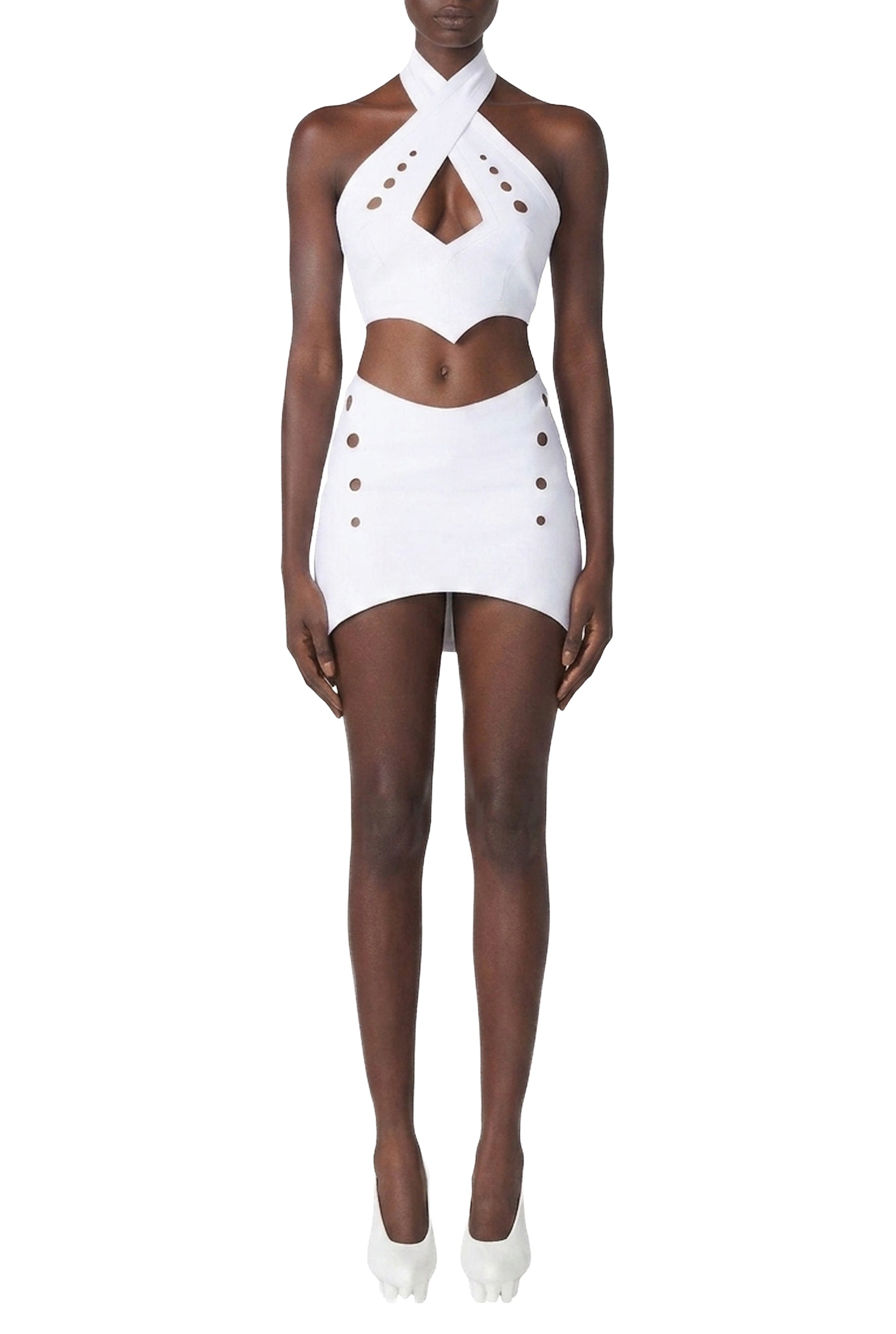 Jupe courte Cyber ajourée - White