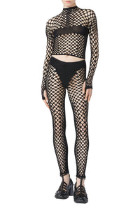 Legging Cyber en résille - Black