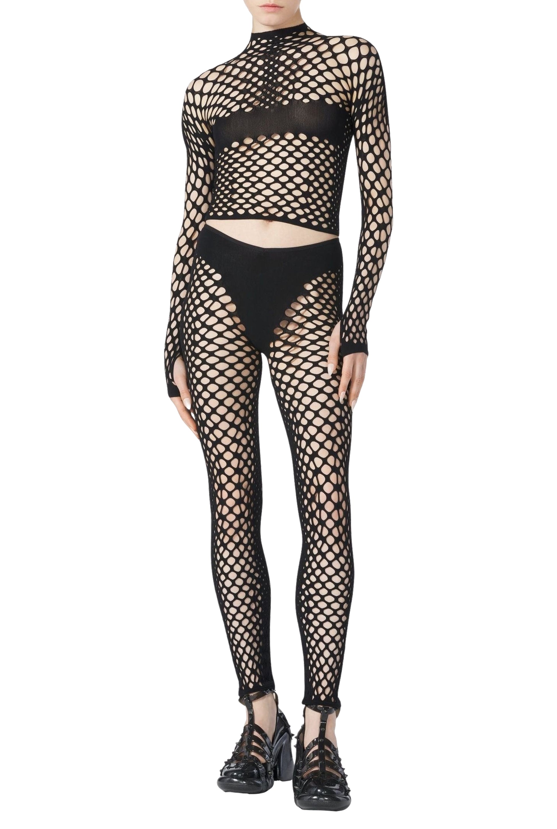 Legging Cyber en résille - Black