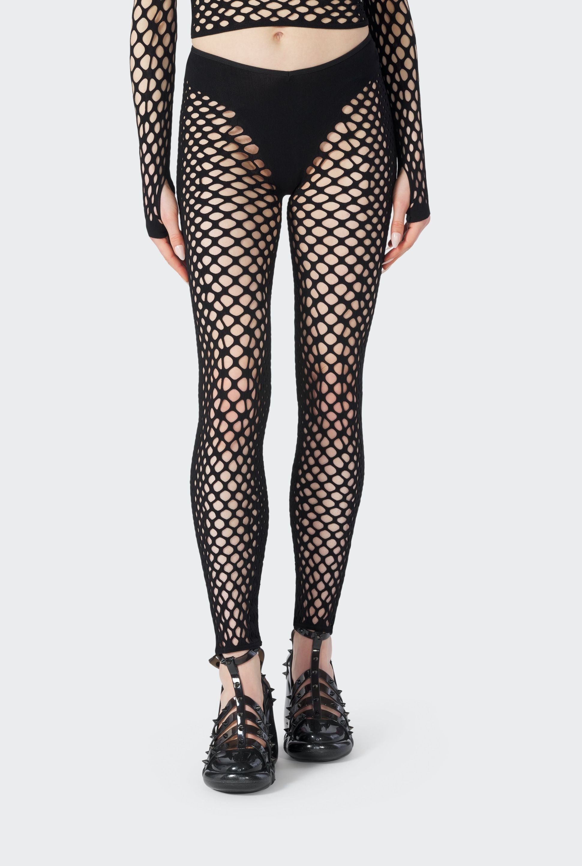 Legging Cyber en résille - Black