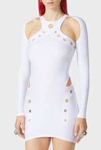 Robe courte Cyber à manches longues - White