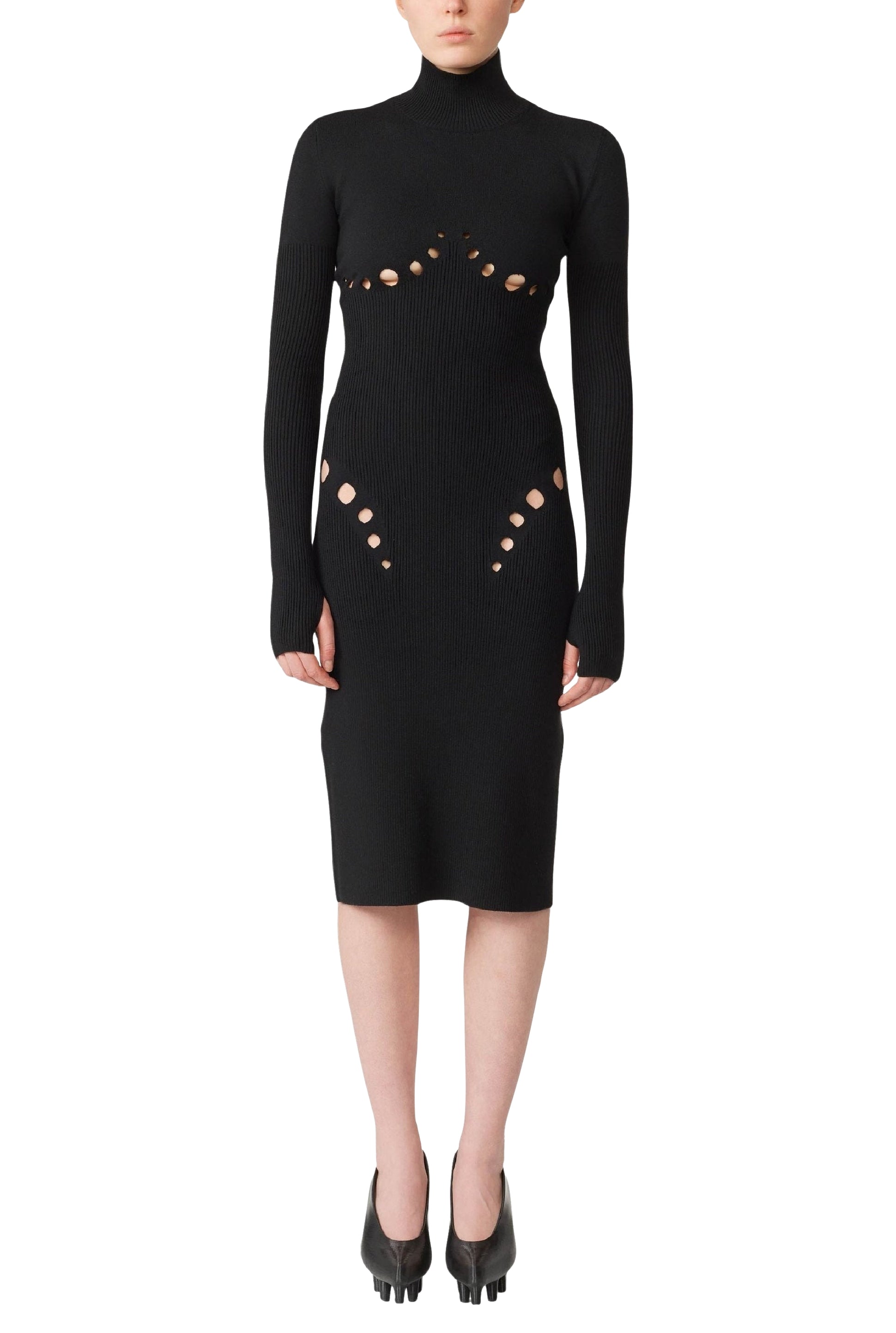 Cyber wool turtleneck dress - Black