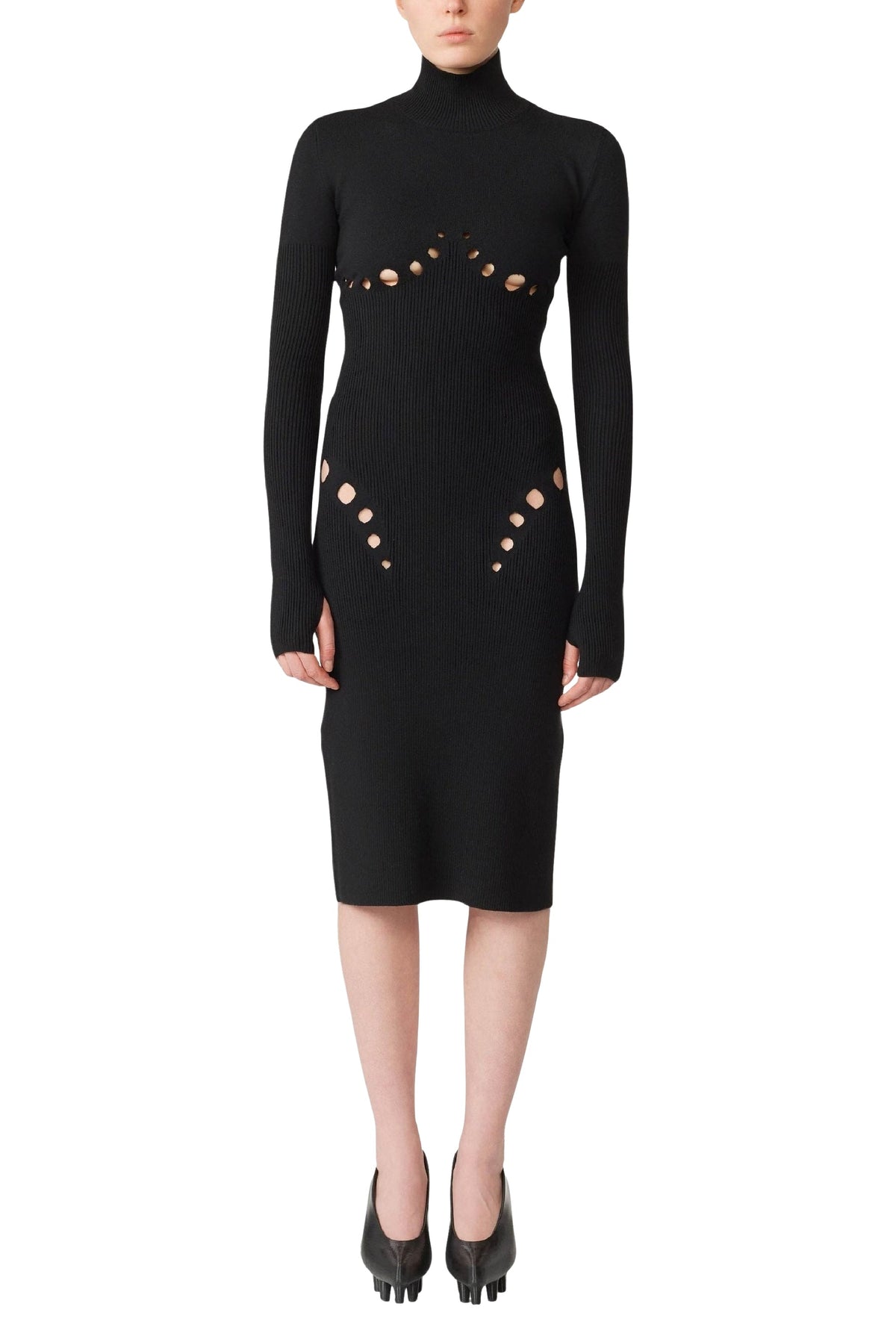 Robe Cyber à col roulé en laine - Black