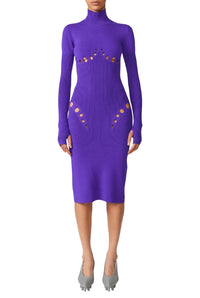 Robe Cyber à col roulé en laine - Purple