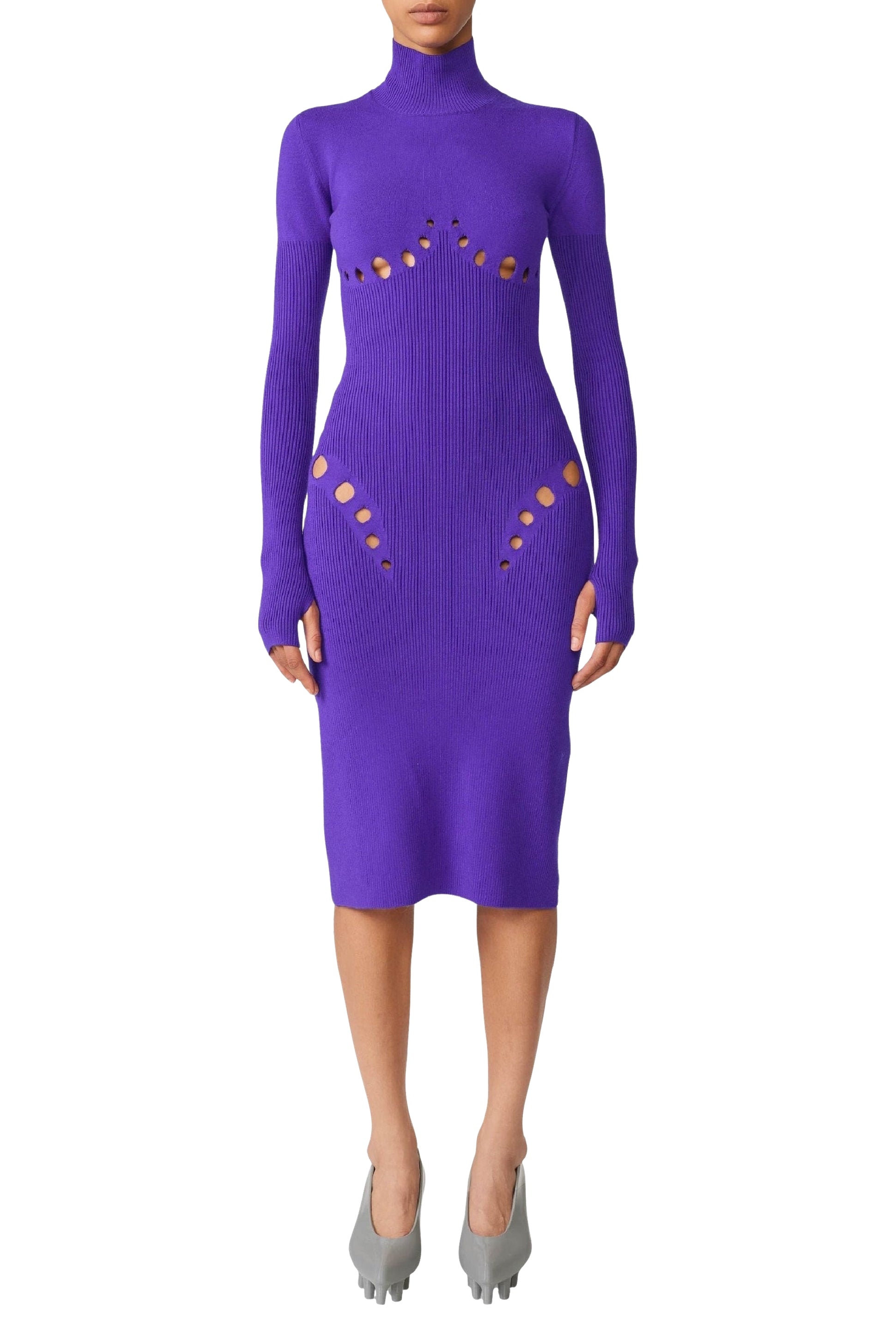Robe Cyber à col roulé en laine - Purple