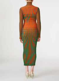 Robe Cyber à col roulé en laine - Orange & Green
