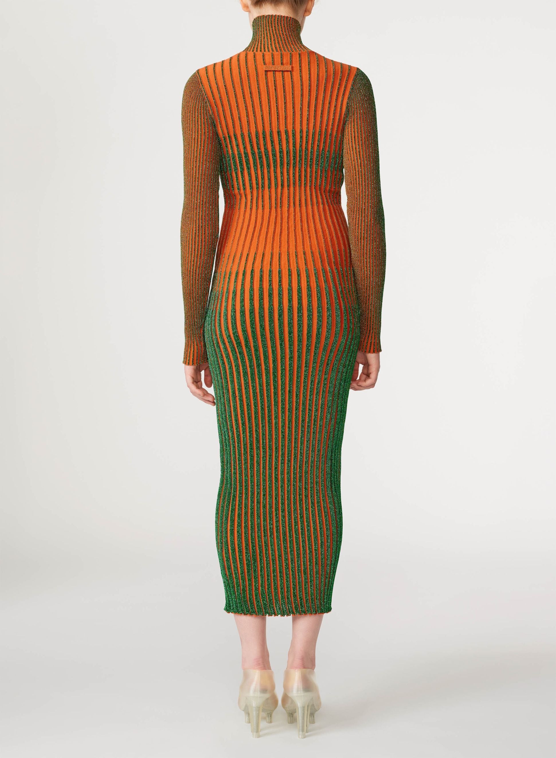 Robe Cyber à col roulé en laine - Orange & Green