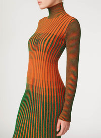 Robe Cyber à col roulé en laine - Orange & Green