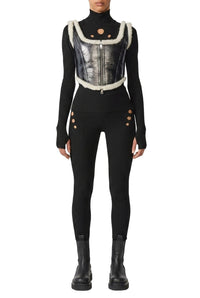 Corset Cyber en cuir - Black & Écru