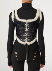 Corset Cyber en cuir - Black & Écru