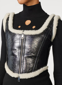 Corset Cyber en cuir - Black & Écru
