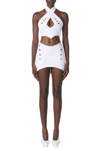 Cyber open back crop top - White
