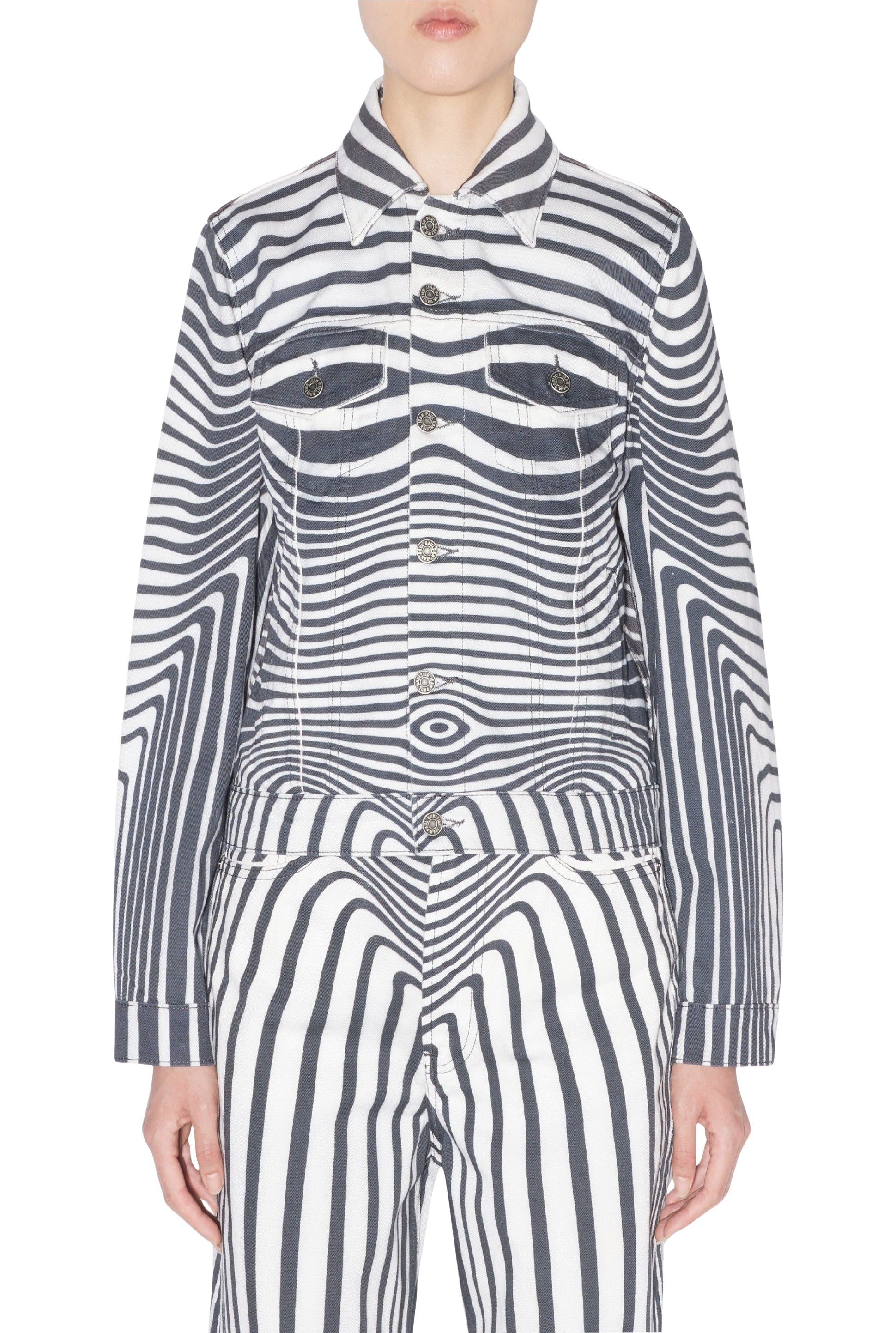 Veste imprimée en denim - White & Black